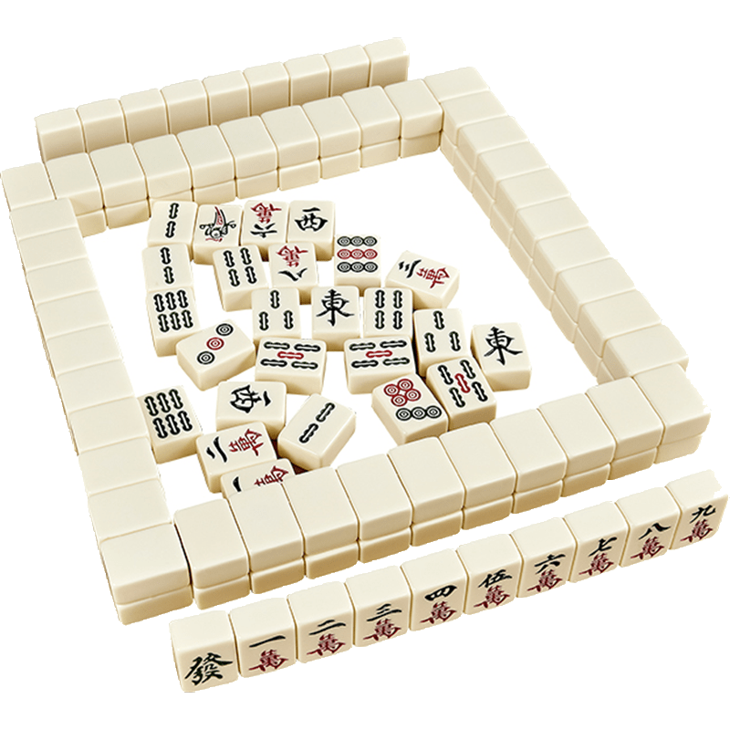 闪电客家用手打搓一级麻将中大号麻将牌送桌布仿玉色牙黄色384042MM