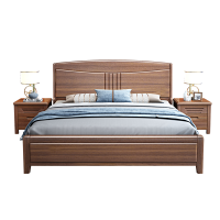 景山百岁 床 金丝胡桃木床 实木床 现代中式实木家具 木质婚床 双人床1.8 1.5米高箱储物主卧床 抽屉床 2021