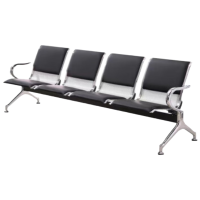锦北 钢制排椅机场椅加固加厚长椅候诊椅连排输液等候椅B款四人位皮面