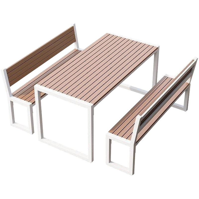 筑亮 户外桌椅 1.3m白+2长椅 套