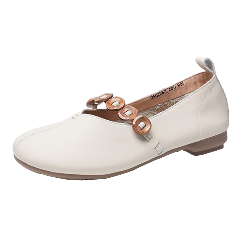 奥康女鞋时尚百搭舒适透气日常通勤低跟皮鞋轻便套脚休闲单鞋女