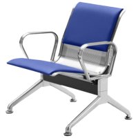 锦北 钢制排椅机场椅加固加厚长椅候诊椅连排输液等候椅B款单人位皮面
