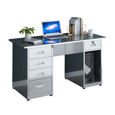 曌梵不锈钢电脑桌1.6米五斗一空张