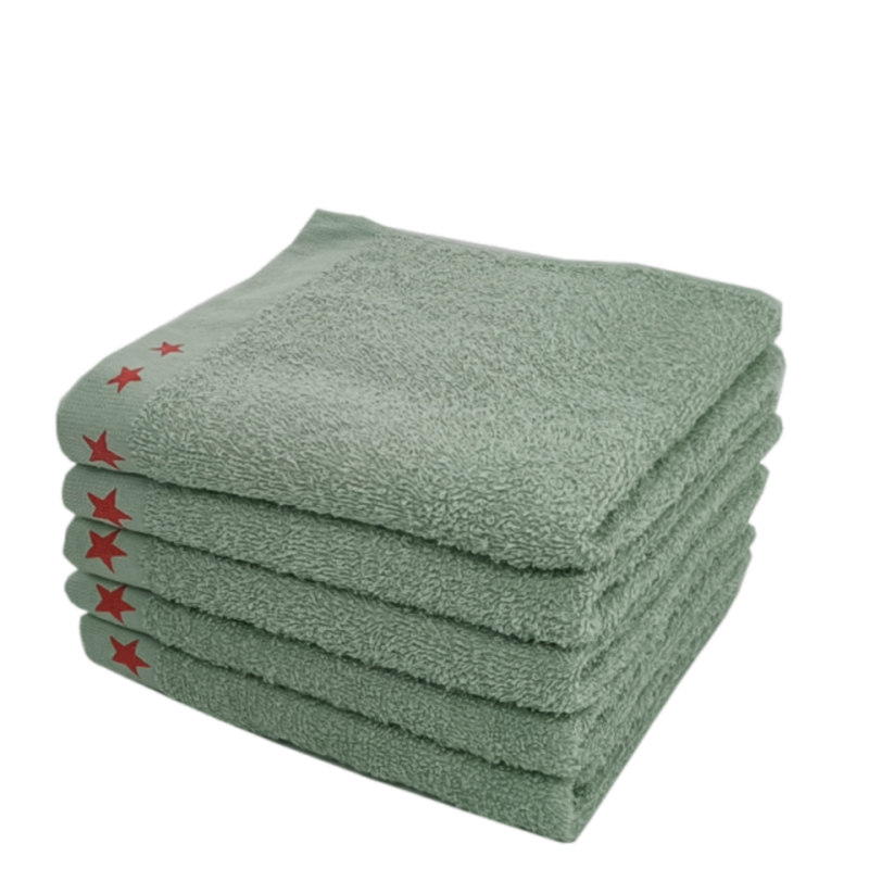 殿船 军训毛巾白毛巾洗脸巾 浅绿色[5条装]