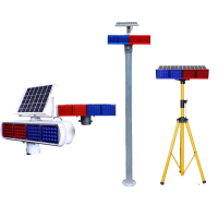 信号灯 爆闪灯充电红蓝警示强光施工 LED频闪路障灯太阳能工地隧道 [分体充电款]+黄色移动三角支架
