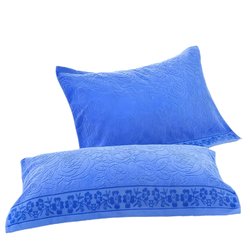 梦丽赛 蓝色提花老式毛圈枕巾 50cm×75cm (个)