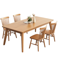 筑亮 餐桌椅 130*80cm+4木椅 套