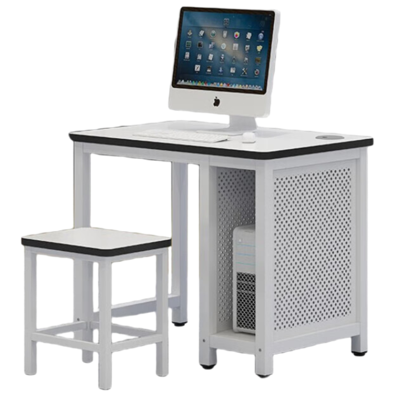 戴劲 机房微机室单双人培训电脑桌驾校培训考试桌子 0.8单人右机箱