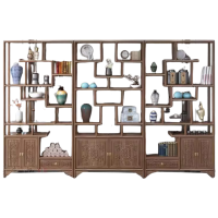 戴劲 博古架多宝阁茶叶架子新中式客厅办公室隔断置物架 三联博古架