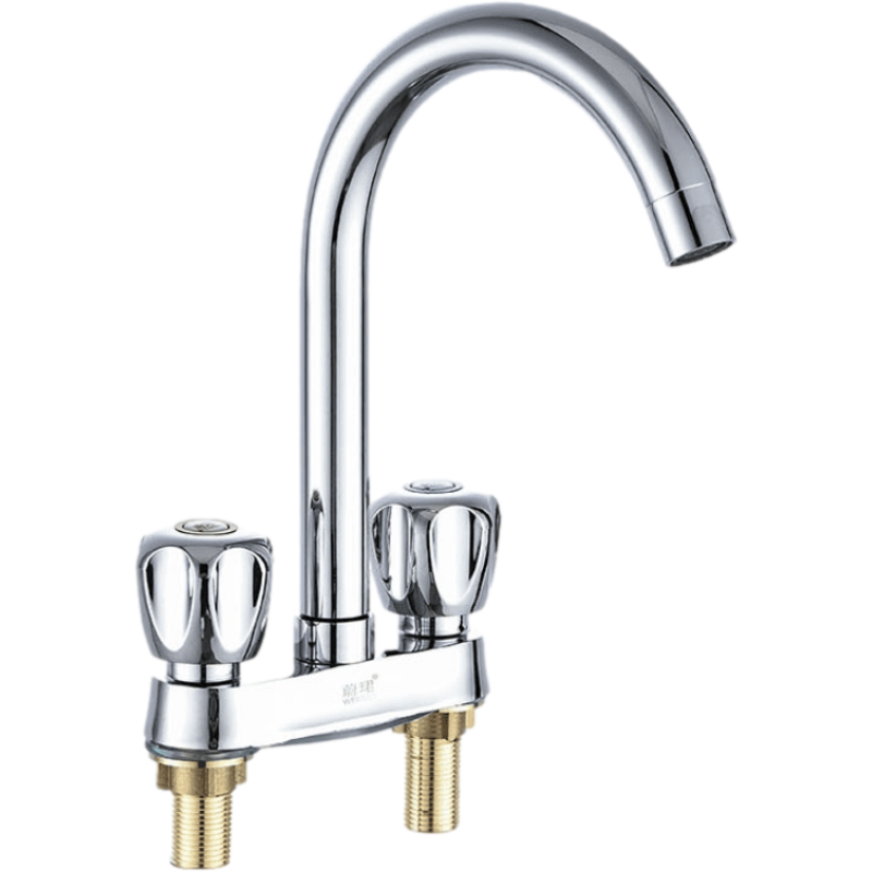 蔚珺牌双孔双开冷热面盆龙头15mm个