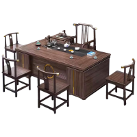 锦北 新中式茶桌椅组合茶台茶具套装一体桌阳台办公室泡茶桌1.6米