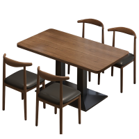 班龙餐桌120cm+4椅胡桃色套