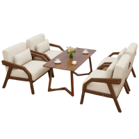 悦兴诚卡座沙发组合(1+1+1+1+长方桌)套