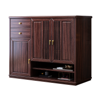 青木川 乌金木新中式实木鞋柜收纳柜一体客厅小户型家用入户门口大容量过道走廊置物架鞋架防尘