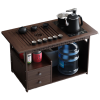 戴劲 移动茶台家用竹木小茶桌烧水壶一体简约现代功夫茶几 防烫+黑陶茶具