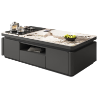 晋舰 岩板茶几客厅茶台烧水壶一体桌家用泡茶台办公室茶桌 1.2米深灰