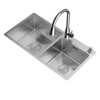 古达厨房加厚不锈钢拉丝洗菜盆手工水槽双槽洗碗池洗碗槽台上台下盆