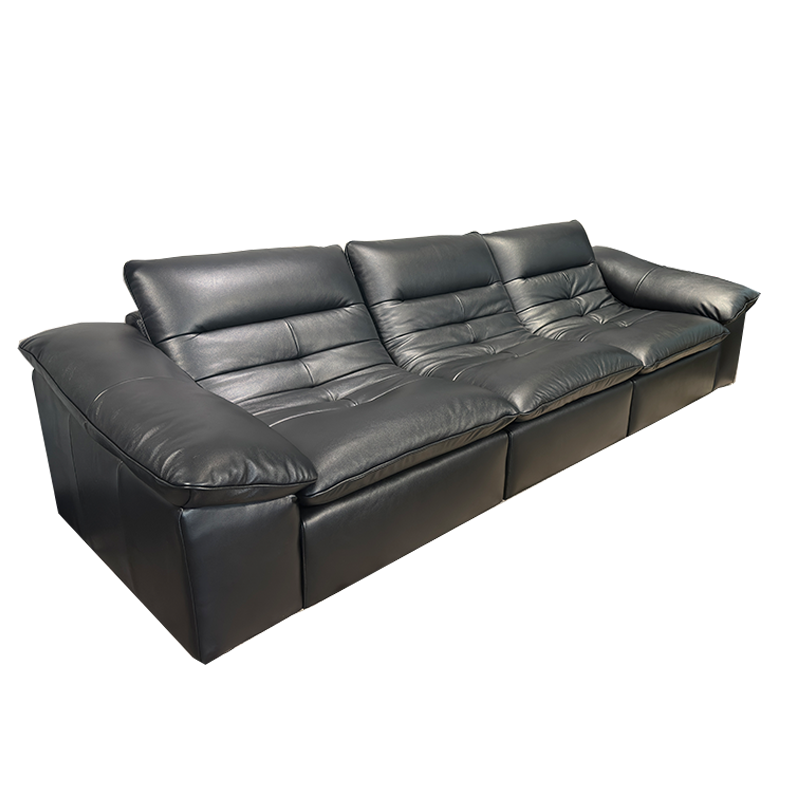 富牌618活动家具FQ6沙发现代简约直排头层牛皮毛毛虫真皮沙发网红款