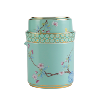 Gao Chun Ceramics高淳陶瓷中式珐琅彩茶具便携式骨瓷快客杯商务旅行小茶具礼盒 春华快客杯礼盒装