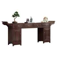 青木川 新中式古典乌金实木农村堂屋神台中堂供桌条案翘头案神龛供桌佛柜香案供奉桌神台财神爷佛台