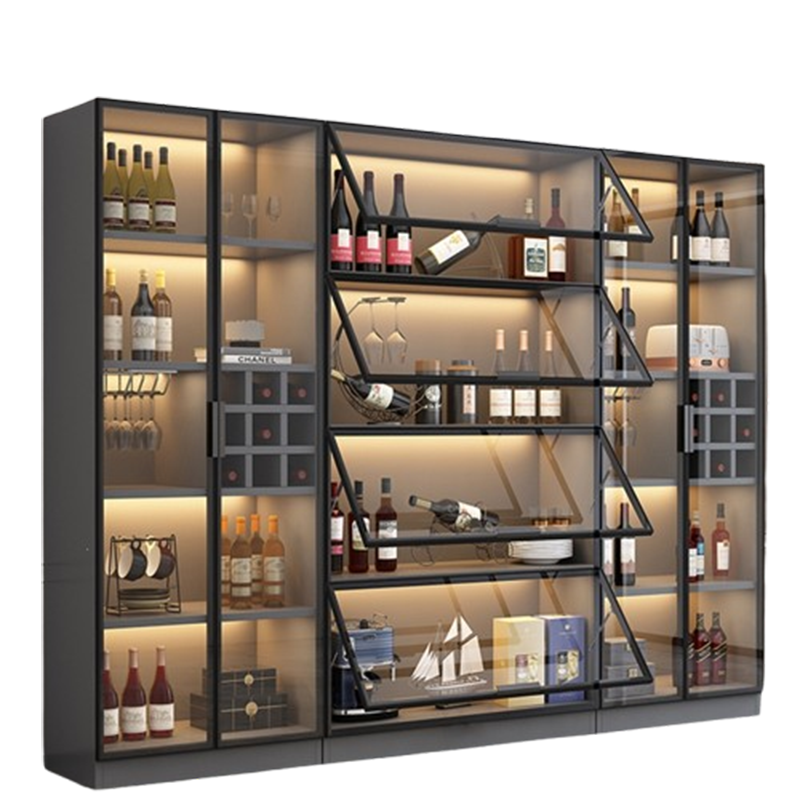 芊怡(QIANYI)玻璃门酒柜展示柜客厅酒架网红小型高档轻奢现代家用靠墙