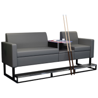 曙亮 时尚沙发椅 E三人位台球厅看球皮椅休闲卡座 216*75*100cm-深灰色