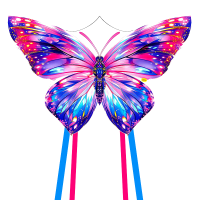 ZKHE 新款彩钻蝴蝶 儿童微风易飞大人成人专用手持新型长尾蝶 小号炫彩蝴蝶 100米线板