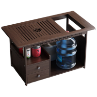 锦北 移动茶台家用竹木小茶桌烧水壶一体简约现代功夫茶几 80长无盖板