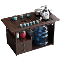 戴劲 移动茶台家用竹木小茶桌烧水壶一体简约现代功夫茶几 全自动+孔雀茶具