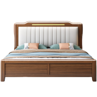 演发 实木床+柜+垫 1.8m 套