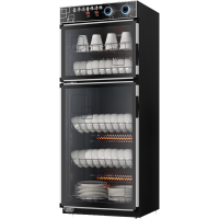 消毒柜商用黄金蛋大容量不锈钢保洁柜饭店酒店厨房餐具消毒碗柜家用臭氧_280S黑触屏款双门5层高1.21米不锈钢层架带臭氧