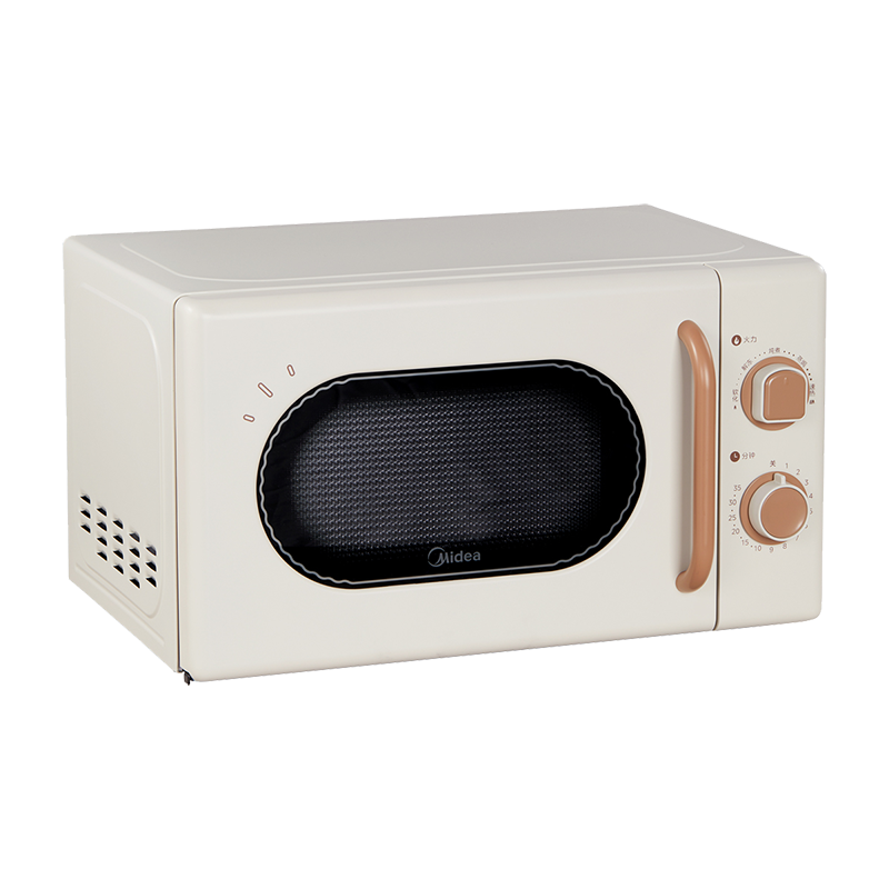 美的小滋味系列微波炉变频家用小型百搭复古转盘式一级能效经典双旋钮低频轻音20L(M20H4)