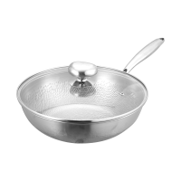 赫巴兹纯钛炒锅无涂层炒锅家用不粘锅炒菜锅电磁炉燃气灶专用锅具