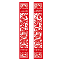 福人福地伴手礼乔迁新款装饰搬家客厅门贴J家用装饰中式原创花门对室内对联门贴门幅装饰