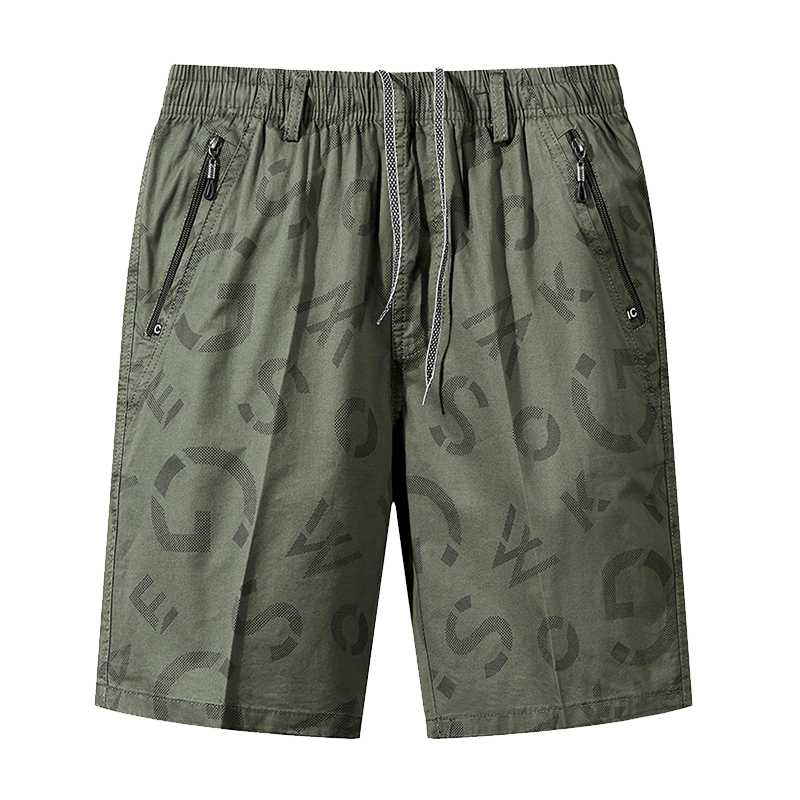 渔人船长夏季男士五分裤轻薄透气迷彩印花纯棉休闲运动裤短裤