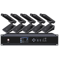 润普Runpu 会议音频扩手拉手系统RP-YS6665S 专业有线手拉手麦克风双杆会议话筒桌面鹅颈麦一拖五