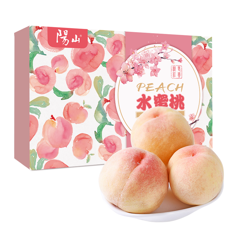 [空运发货]江苏正宗无锡阳山水蜜桃 单果7-8两12只装 可撕皮滴水软桃老蔡桃庄果园现采现摘现发