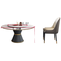 晋舰 岩板餐桌餐椅组合小户型饭桌家用圆桌带转盘餐桌 单桌带转盘1桌6椅