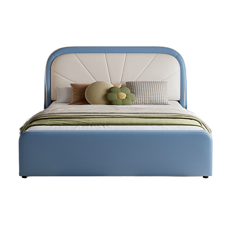 儿童床女孩轻奢床1米5单人床实木软包床简约女童床奶油风