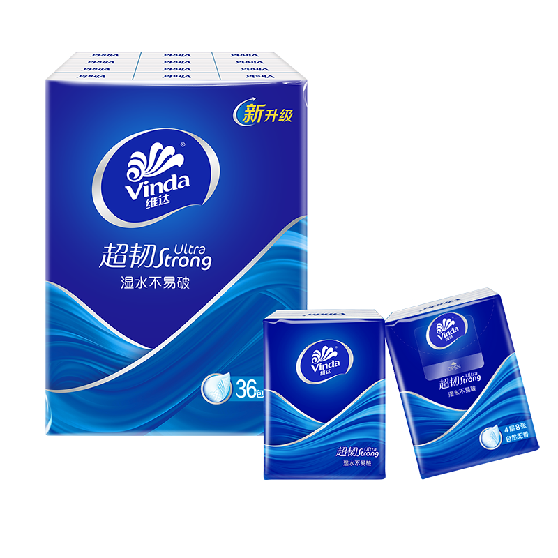 [哪吒IP联名]维达超韧手帕纸4层7片36包 外出便携小包实惠餐巾纸面巾纸纸巾(新旧包装交替发货)