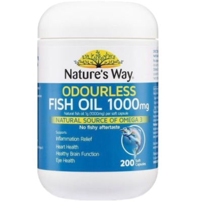 Nature's Way佳思敏无腥鱼油1000ml200粒/瓶 Omega-3三高血脂血压血糖DHA成人老人