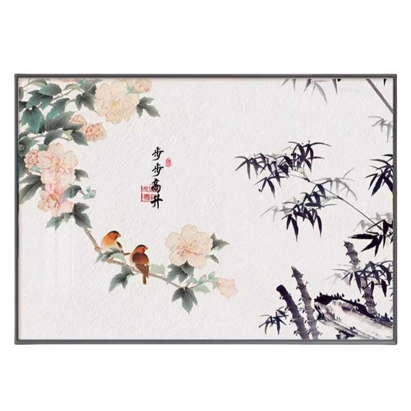 吉迎尚品 装饰画新中式水墨画国画 60*40cm花鸟 个