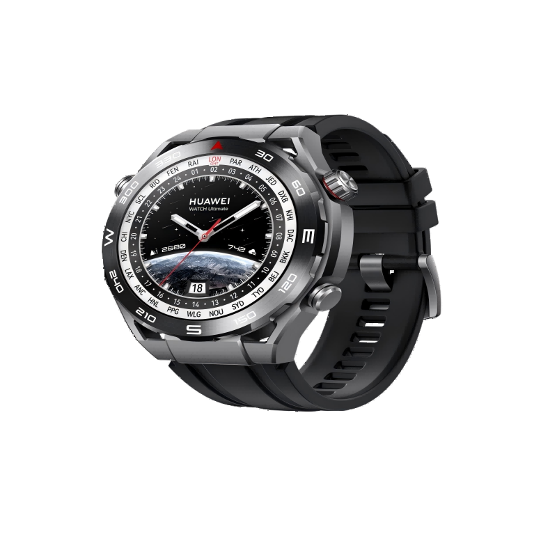 HUAWEI/华为 WATCH Ultimate 黑色非晶锆表壳 黑色丁腈橡胶表带 专业高尔夫模式 双向北斗卫星消息