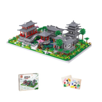 哲高苏州园林积木建筑模型苏州园林(中庭)/3678颗/配灯光+安装工具