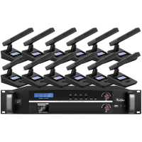 润普Runpu会议音频系统专业无线手拉手话筒一拖十二方杆桌面麦克风会议话筒RP-S12-WX9200