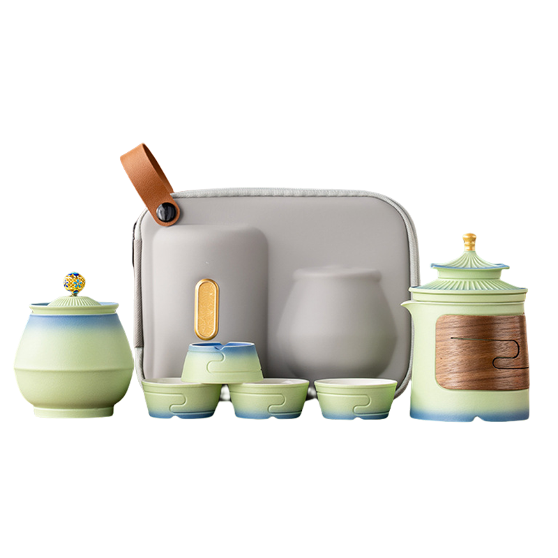 耀豪坤故宫羊脂玉瓷功夫旅行茶具套装YH12K/套