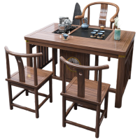 晋舰 茶台茶具套装一体禅意茶几茶桌椅套装组合泡茶台1.6明月桌+围椅+4月牙