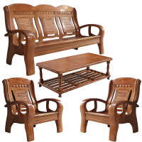 乐琪艺 实木沙发组合 1+1+3+长茶几 套