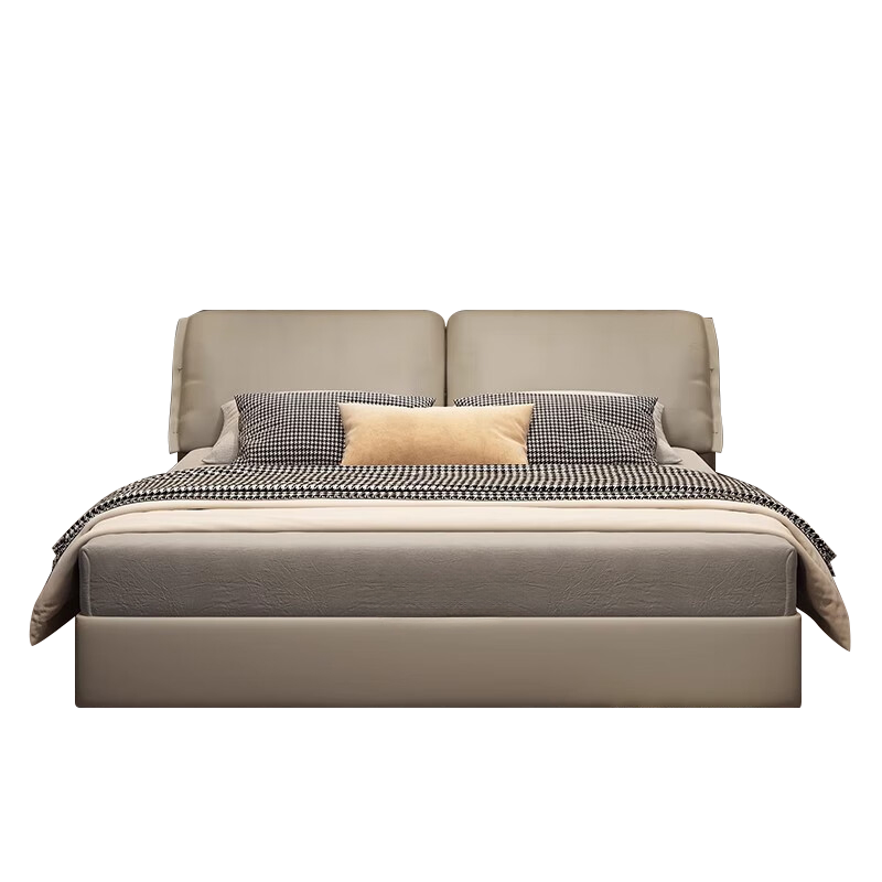 双人床现代简约真皮床主卧大床高级感轻奢家具卧室婚床