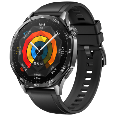 华为/HUAWEI WATCH GT5(46mm)幻夜黑 氟橡胶表带 智能手表 蓝牙电话 腕上微信 健康监测 100+运动模式 5ATM防水 音乐播放 NFC公交门禁 无线充电